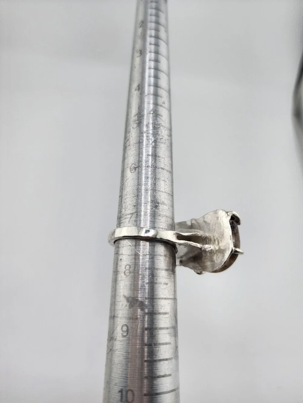 DENDRITIC GEMSTONE RING STATEMENT DESIGN HANDMADE RECYCLED STERLING SILVER 7.5